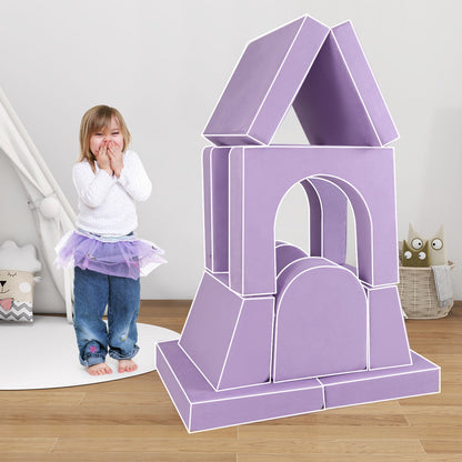 8-Piece Modular Kids Play Couch with Machine-washable Covers-Purple