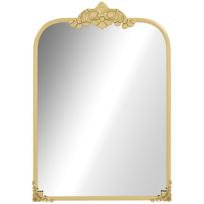 HOMCOM Wall Mirror, Decorative Baroque Mirror with Metal Frame, for Bedroom and Living Room, 60 x 87 cm, Gold Tone
