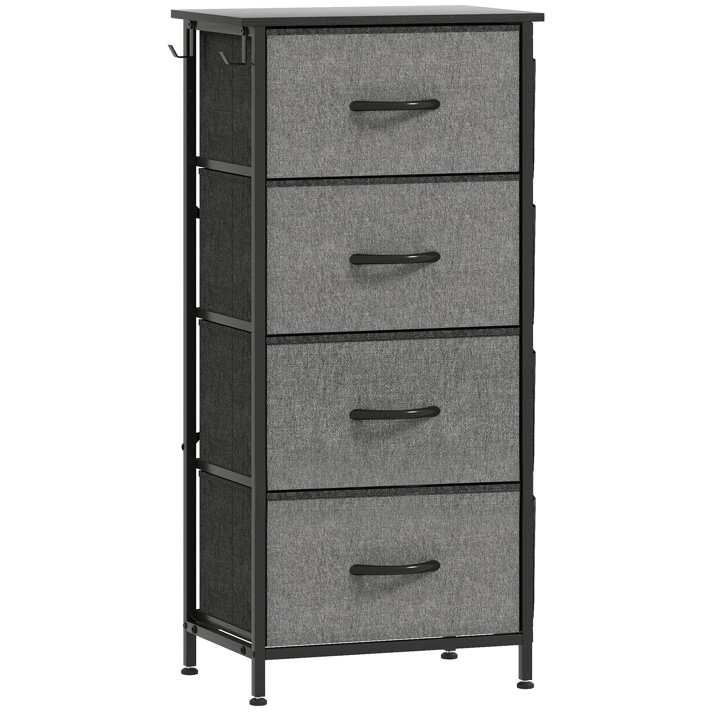 HOMCOM Chest of Four Fabric Drawers - Charcoal Grey