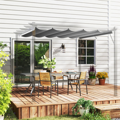 Osłona przeciwsłoneczna Outsunny Retractable Pergola Shade Cover, wymienna tkanina na baldachim do pergoli 3 x 3 (m), dach altany Retractable, jasnoszary