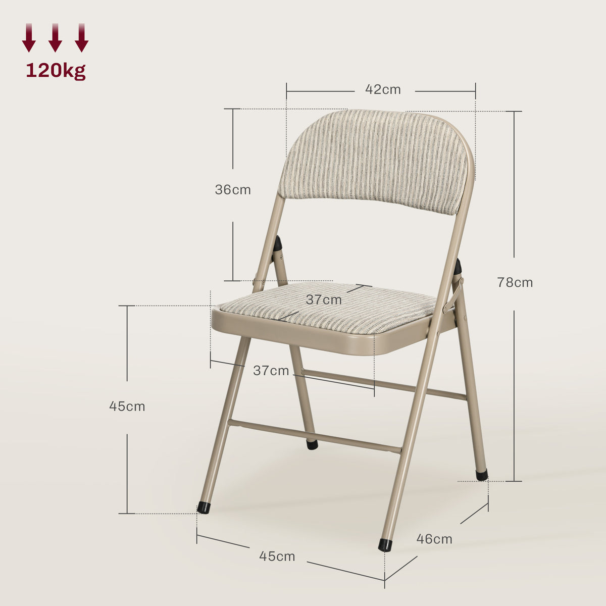 HOMCOM Linen-Look Set of Four Cushioned Folding Chairs - Beige