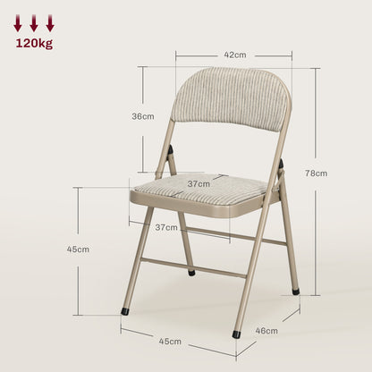 HOMCOM Linen-Look Set of Four Cushioned Folding Chairs - Beige
