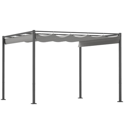 Outsunny 3 x 3(m) Pergola ogrodowa z rozsuwanym dachem i magnetycznym mocowaniem, zestaw pergoli zewnętrznej z baldachimem przeciwsłonecznym, UPF30+, szary