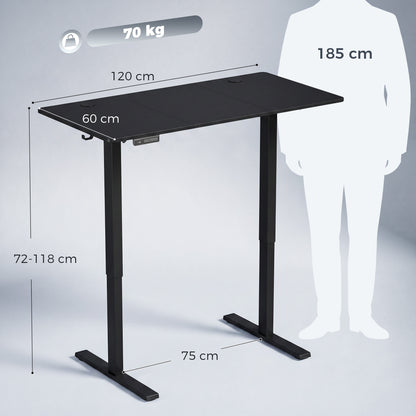 HOMCOM Standing Desk Memory Control Height Adjustable Desk 2 Cable Holes LED Display Sit Stand Desk Black