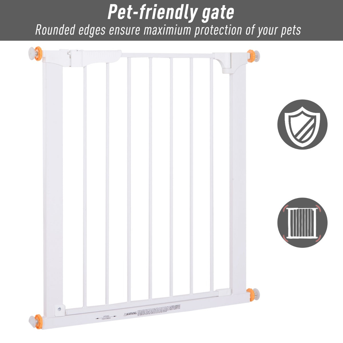 PawHut Pet Safety Barrier Gate W/ Iron tube, 74.9H x 73-80W cm-White