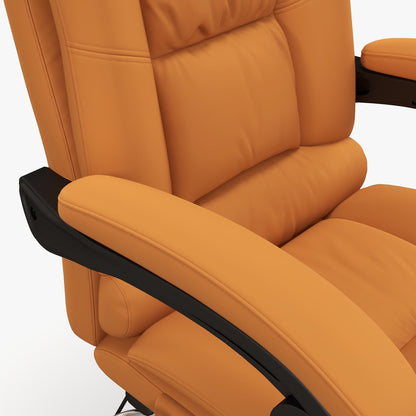 Vinsetto Vibration Massage Office Chair with Heat, PU Leather Computer Chair with Footrest, Armrest, Reclining Back, Light Brown