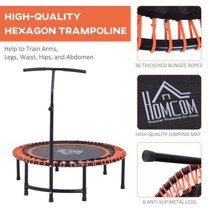 HOMCOM Round Mini Trampoline Exercise Bungee Rebounder Adjustable Handle Bar