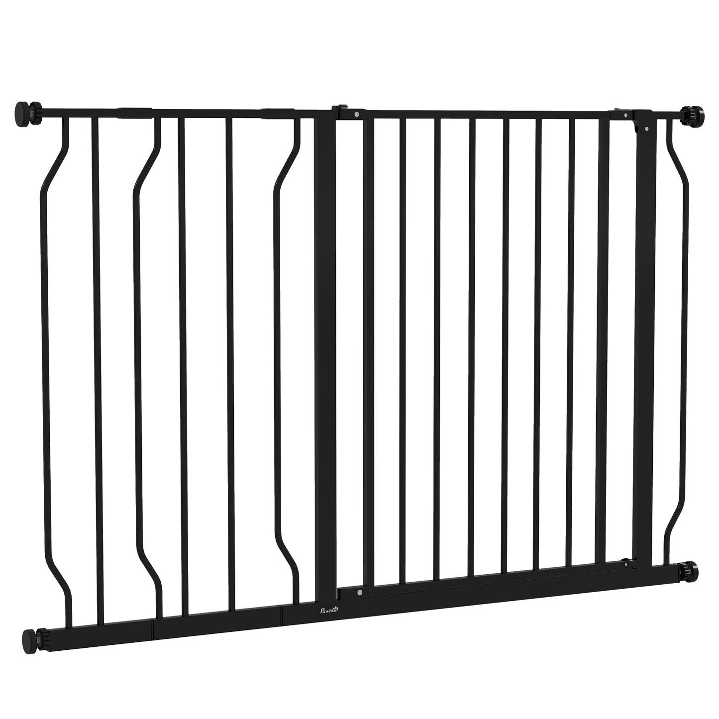 PawHut Wide Dog Safety Gate, with Door Pressure, for Doorways, Hallways, Staircases - Black