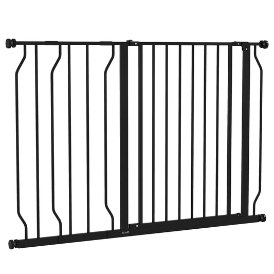 PawHut Wide Dog Safety Gate, with Door Pressure, for Doorways, Hallways, Staircases - Black