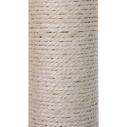 PawHut Cat Tree Cat Scratching Post 2-Tier Sisal Rope Scratching Post w/ Dangle Toy Beige