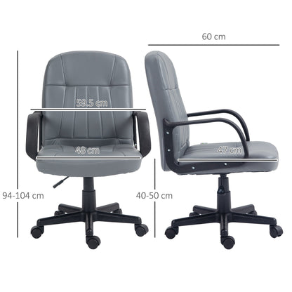 Vinsetto Swivel Executive Office Chair PU Leather Computer Desk Chair Office Furniture Gaming Seater - Grey