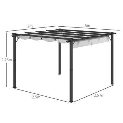 Outsunny 3 x 3(m) aluminiowa pergola markiza altana zewnętrzna osłona przeciwsłoneczna namiot imprezowy grill, jasnoszary