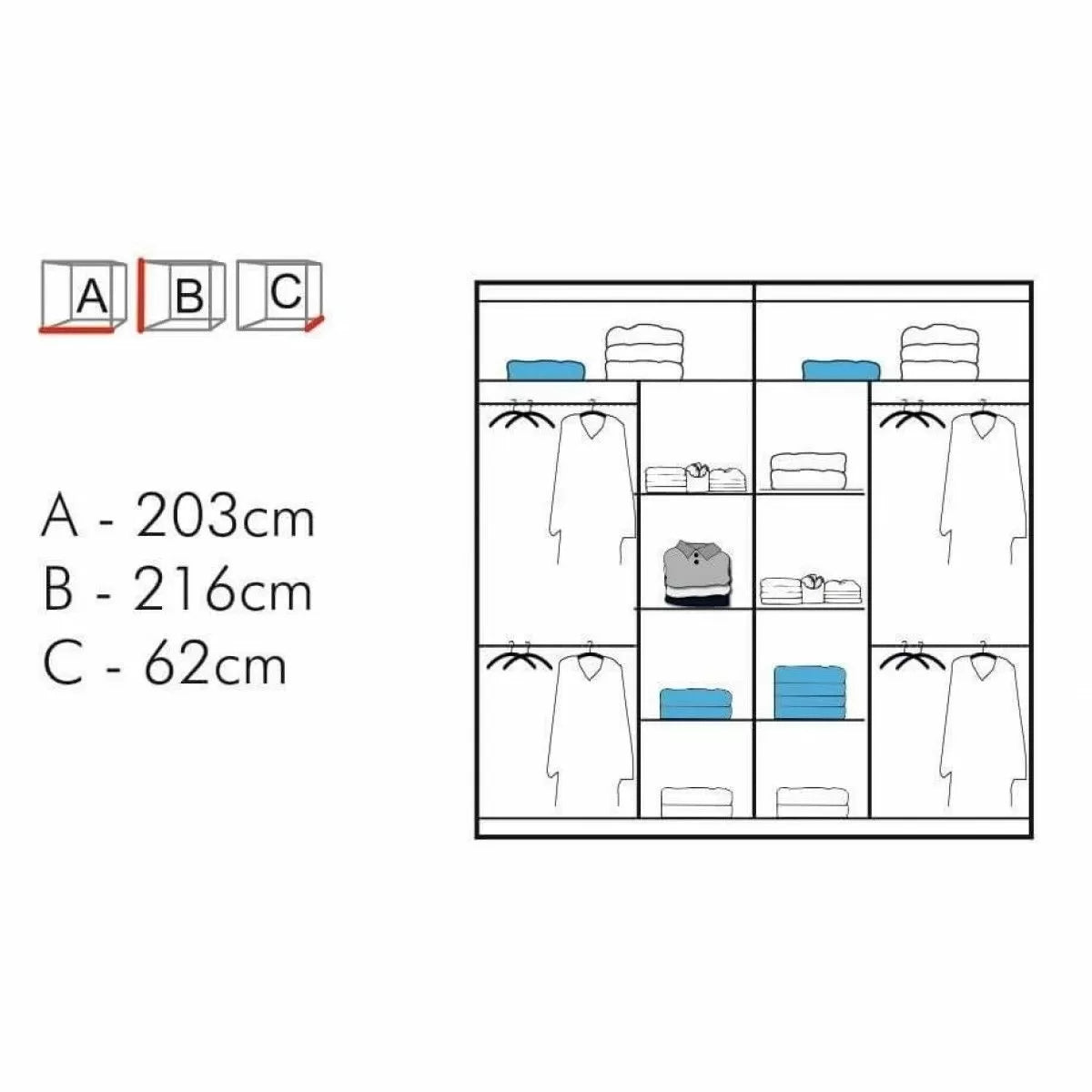 Deltum Sliding Door Wardrobe - Black, White, Grey