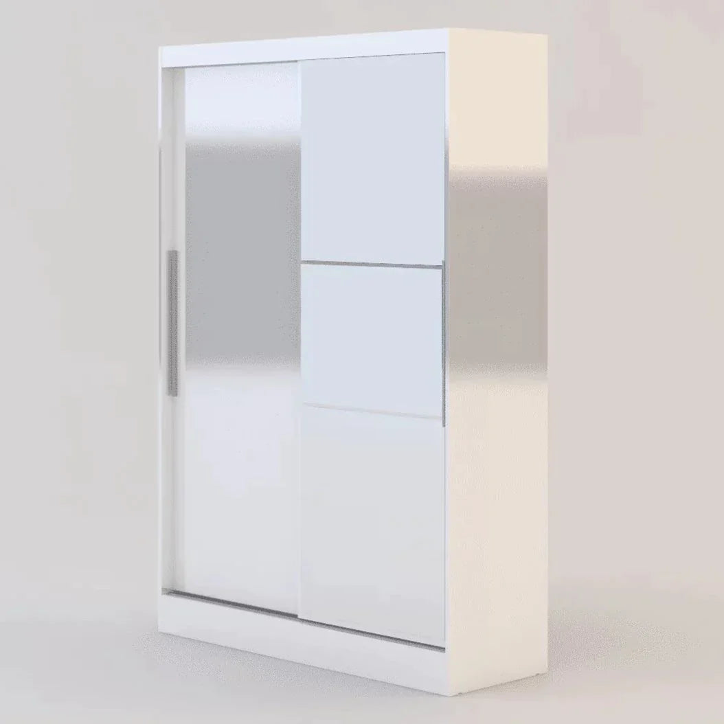 Lynx 2 Door Mirrored Sliding Wardrobe - White