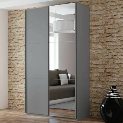 Lisa 2 Sliding Door Mirror Wardrobe White, Black, Grey