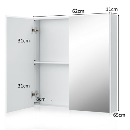 Bathroom Storage Cabinet with Double Mirror Doors