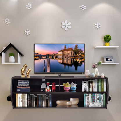 Wall-Mounted TV Stand Floating Cabinet Media Center with Cable Hole-Coffee