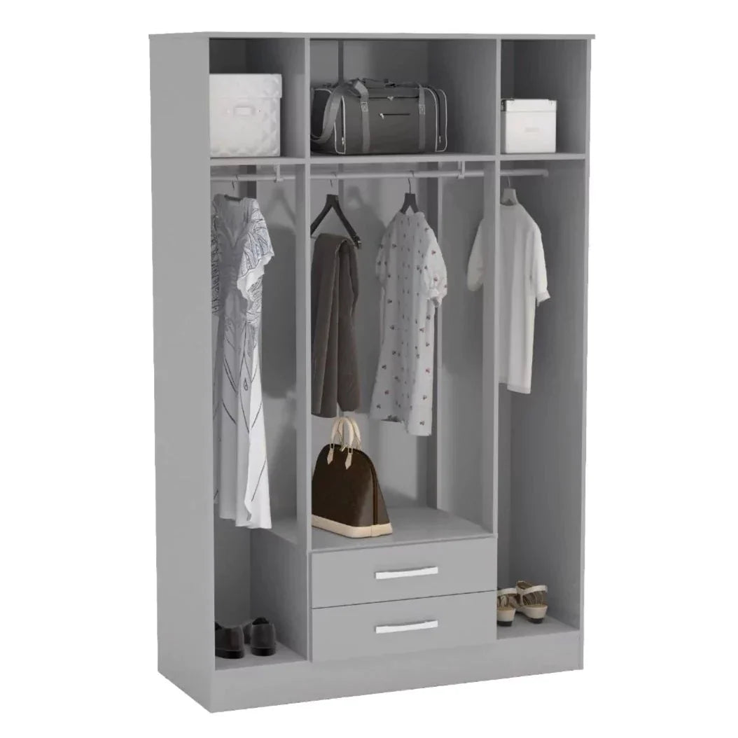 Birlea Lynx 4 Door 2 Drawer Mirrored Wardrobe - Grey