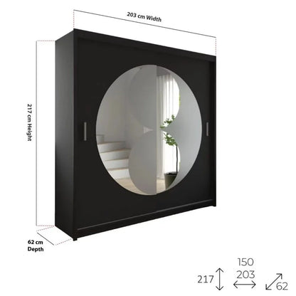 Circolo Sliding Door Wardrobe with Mirror - White