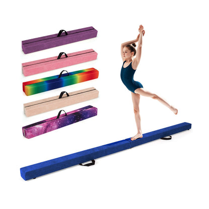 8 FT Folding Gymnastic Beam with Anti-slip Base for Toddler-Blue