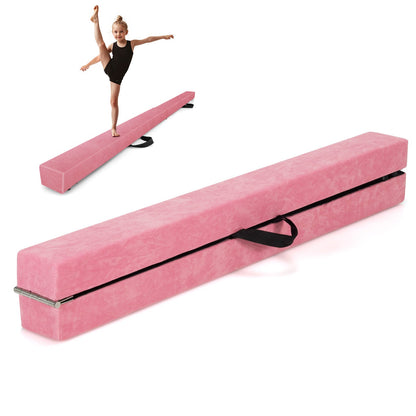 8 FT Folding Gymnastic Beam with Anti-slip Base for Toddler-Pink