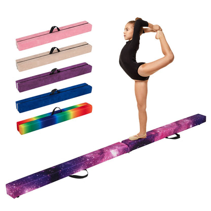 8 FT Folding Gymnastic Beam with Anti-slip Base for Toddler-Pink & Purple