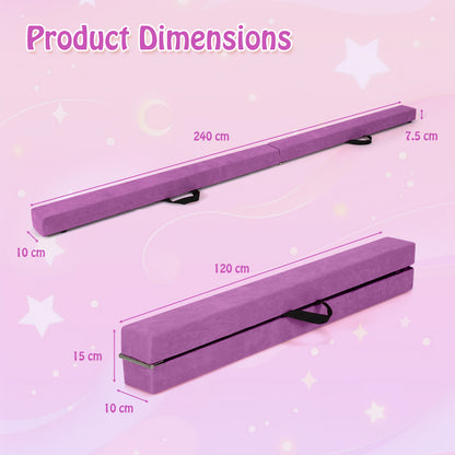 8 FT Folding Gymnastic Beam with Anti-slip Base for Toddler-Purple
