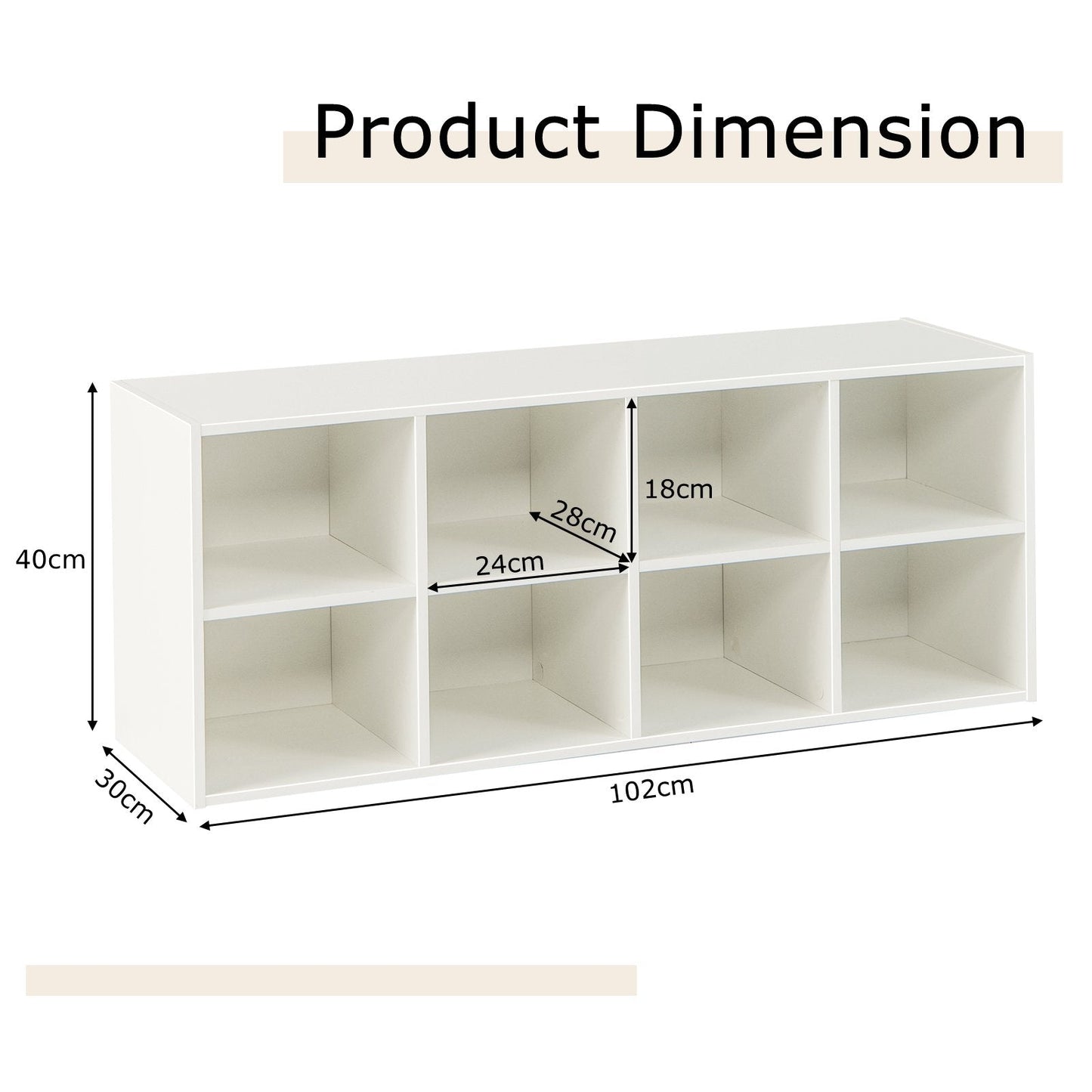8 Grid Shoe Bench 2 in 1 Shoe Organizer with 8 Storage Cubbies-White