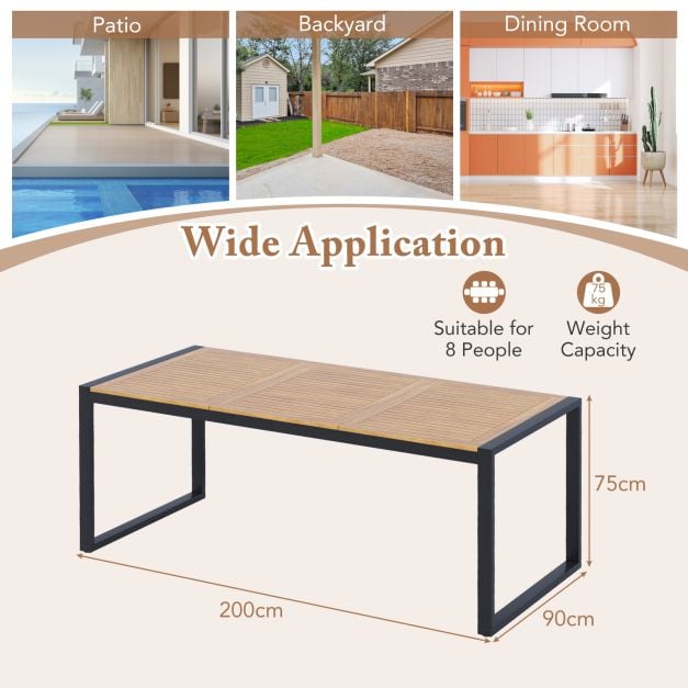 8-Person Outdoor Acacia Wood Dining Table Rectangular Patio Table