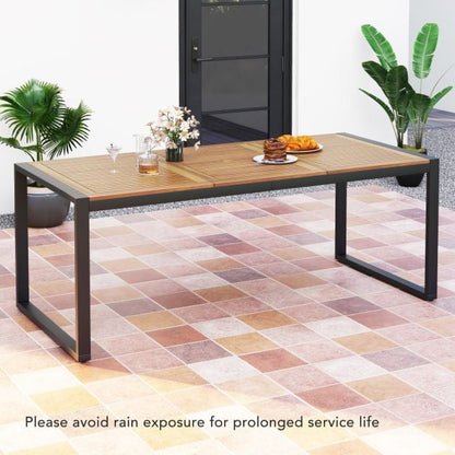 8-Person Outdoor Acacia Wood Dining Table Rectangular Patio Table