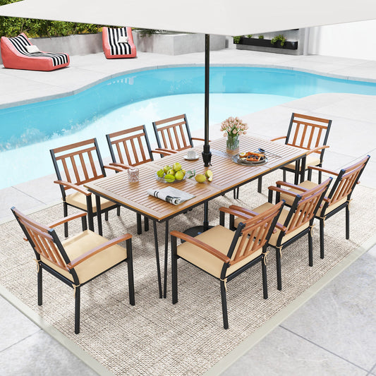 200 x 90cm Outdoor Dining Table with Metal Legs for Garden Poolside