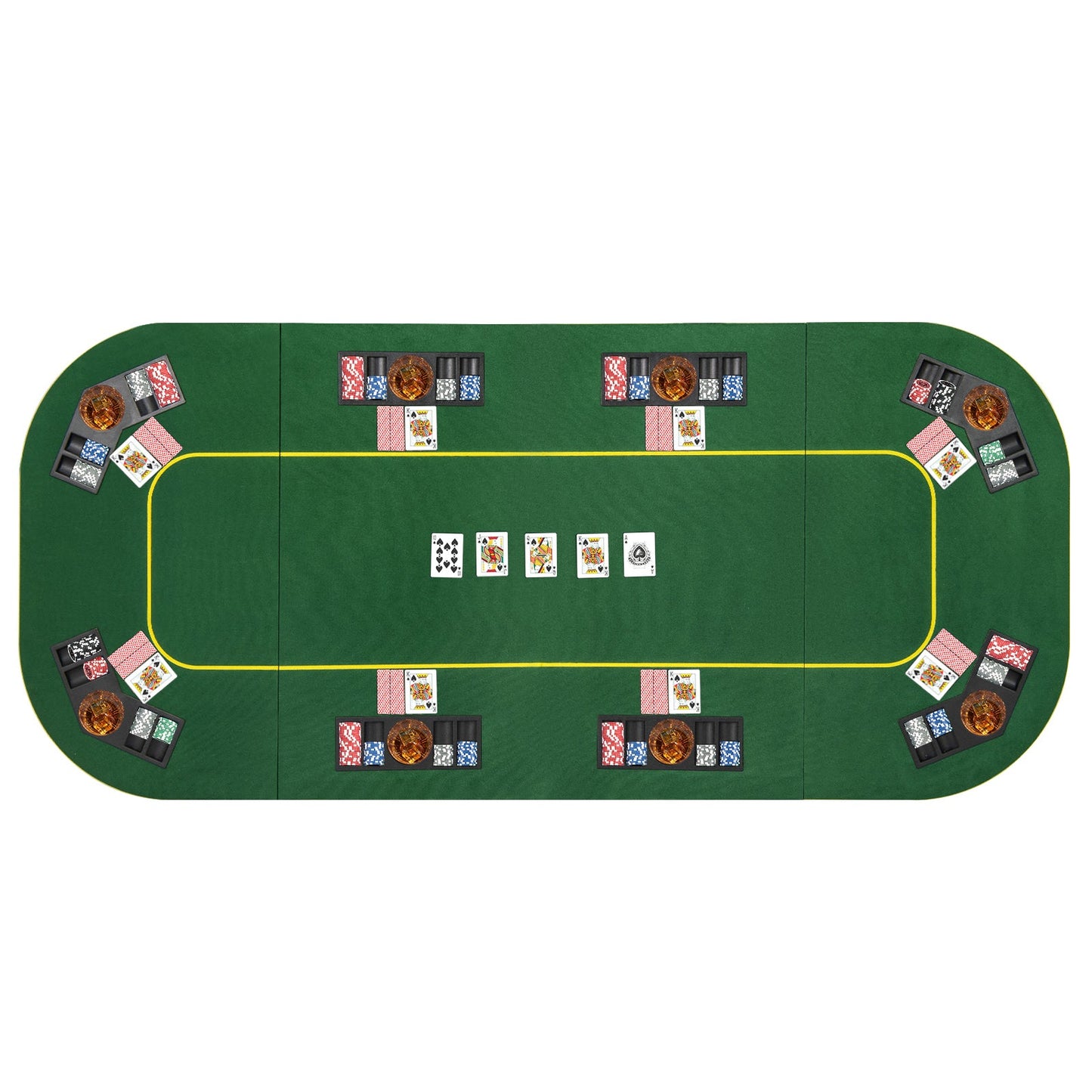 8-Player Foldable Poker Table Top with Carry Bag for Family Game Casin-Green
