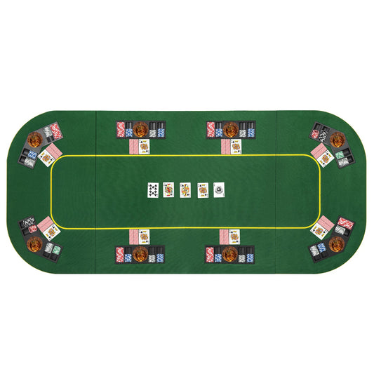 8-Player Foldable Poker Table Top with Carry Bag for Family Game Casin-Green