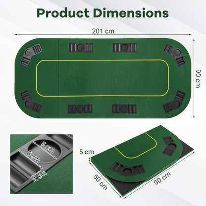 8-Player Foldable Poker Table Top with Carry Bag for Family Game Casin-Green