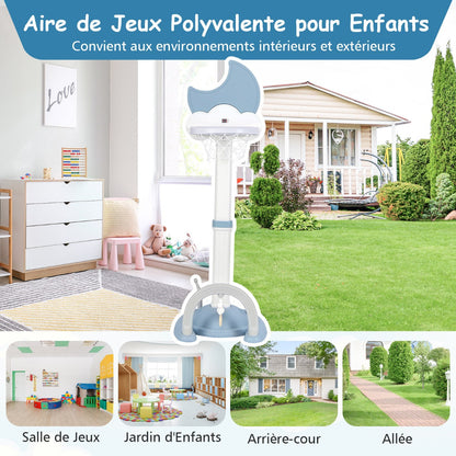 4-In-1 Kids Basketball Hoop with Adjustable Height for Kids-Blue