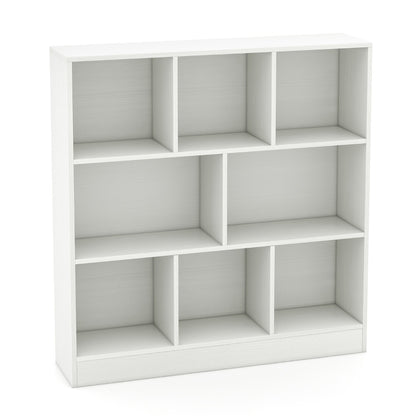 8-Cube Bookshelf with 2 Anti-Tipping Kits and Display Shelf for Home-White