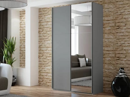 Boris Mirrored Sliding Door Wardrobe 3 Sizes - White, Black, Grey