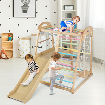 8-in-1 Jungle Gym Wooden Montessori Climber Playset -Multicolor