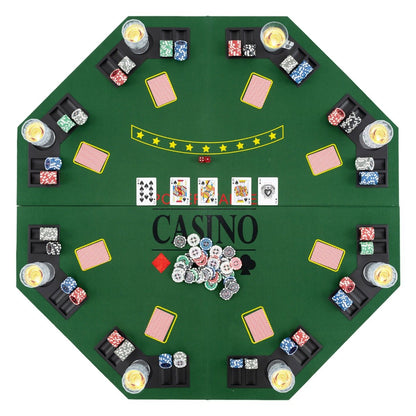 8 Player Foldable Texas Holdem Poker Table Topper with Carrying Bag-Green