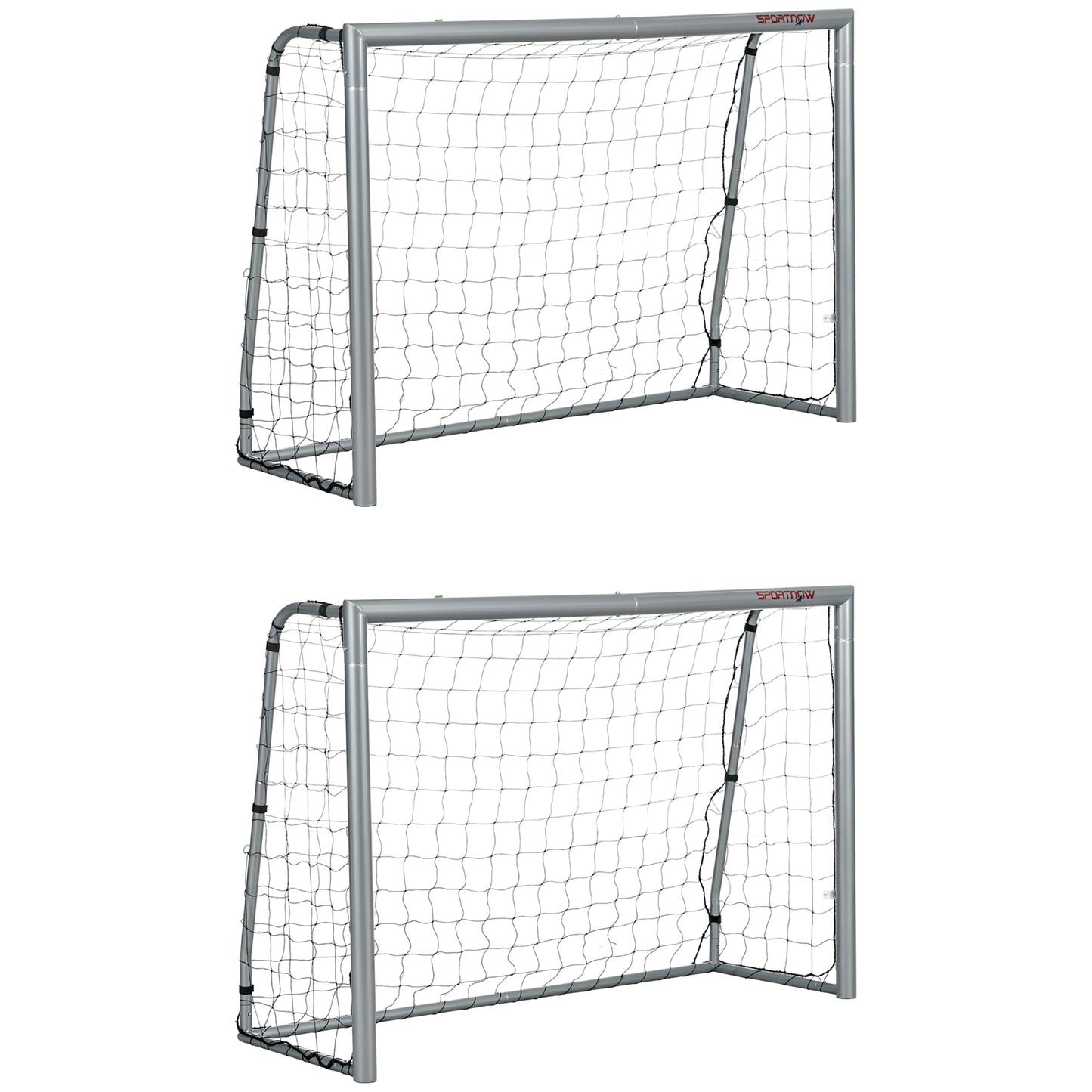 SPORTNOW 8ft x 5ft Football Goal, Set of 2 Football Net for Garden, Training Goal with Ground Stakes, Steel Frame