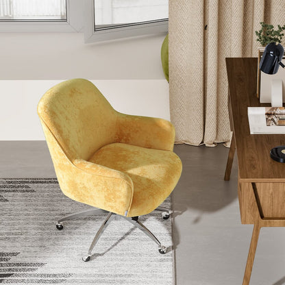 Velvet Upholstered Wheeled Swivel Office Chair