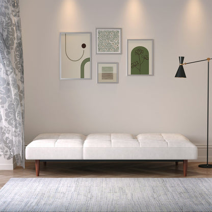 Faux Suede 3 Seater Upholstered Sofa Bed with Wood Legs