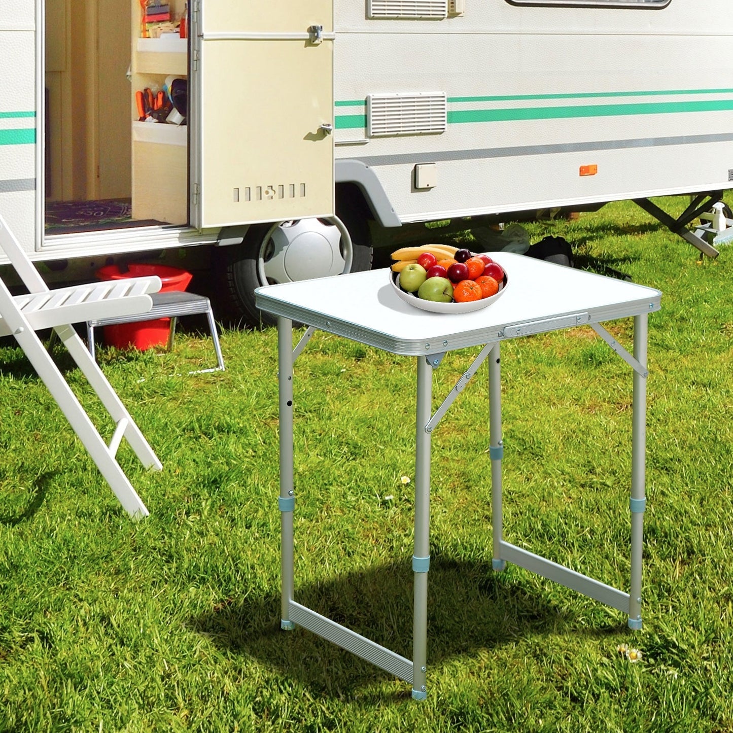 Outsunny Garden Outdoor Camping Table Portable Folding Picnic Table-Silver