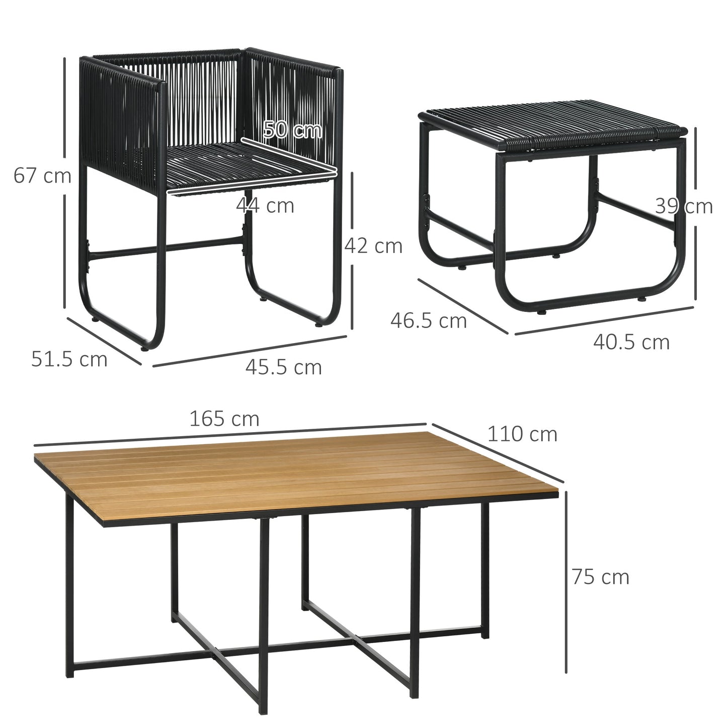 طقم طعام Outsunny Patio مكون من 11 قطعة من PE Rattan، طقم طاولات وكراسي مستديرة من الخوص للحديقة يتسع لـ 10 مقاعد، مع سطح بلاستيكي من الخشب الحبيبي، تصميم موفر للمساحة باللون الأسود