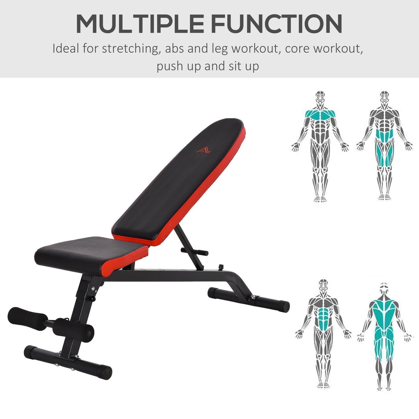 HOMCOM Sit-Up Dumbbell Bench قابل للتعديل ومقعد خلفي قابل للطي بتصميم قابل للطي