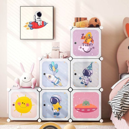 8-cube Baby Closet Organizer with Doors and Hanging Section-White