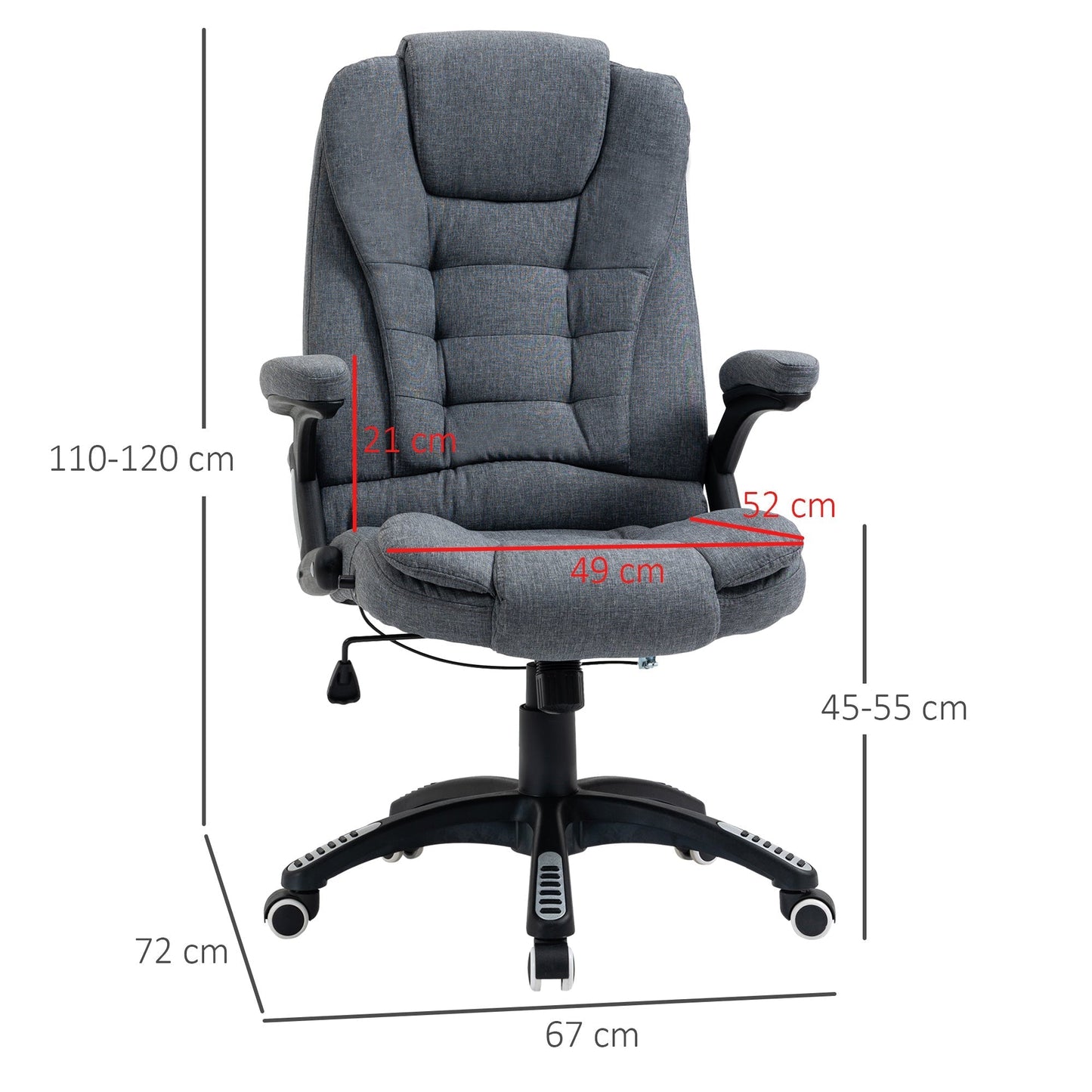 Vinsetto High Back Home Office Chair Computer Desk Chair w/ Arm, Swivel Wheels, Grey