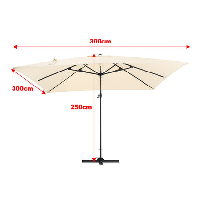 مظلة معلقة مربعة الشكل باللون البيج مقاس 3 × 3 أمتار للحديقة والفناء الخارجي 