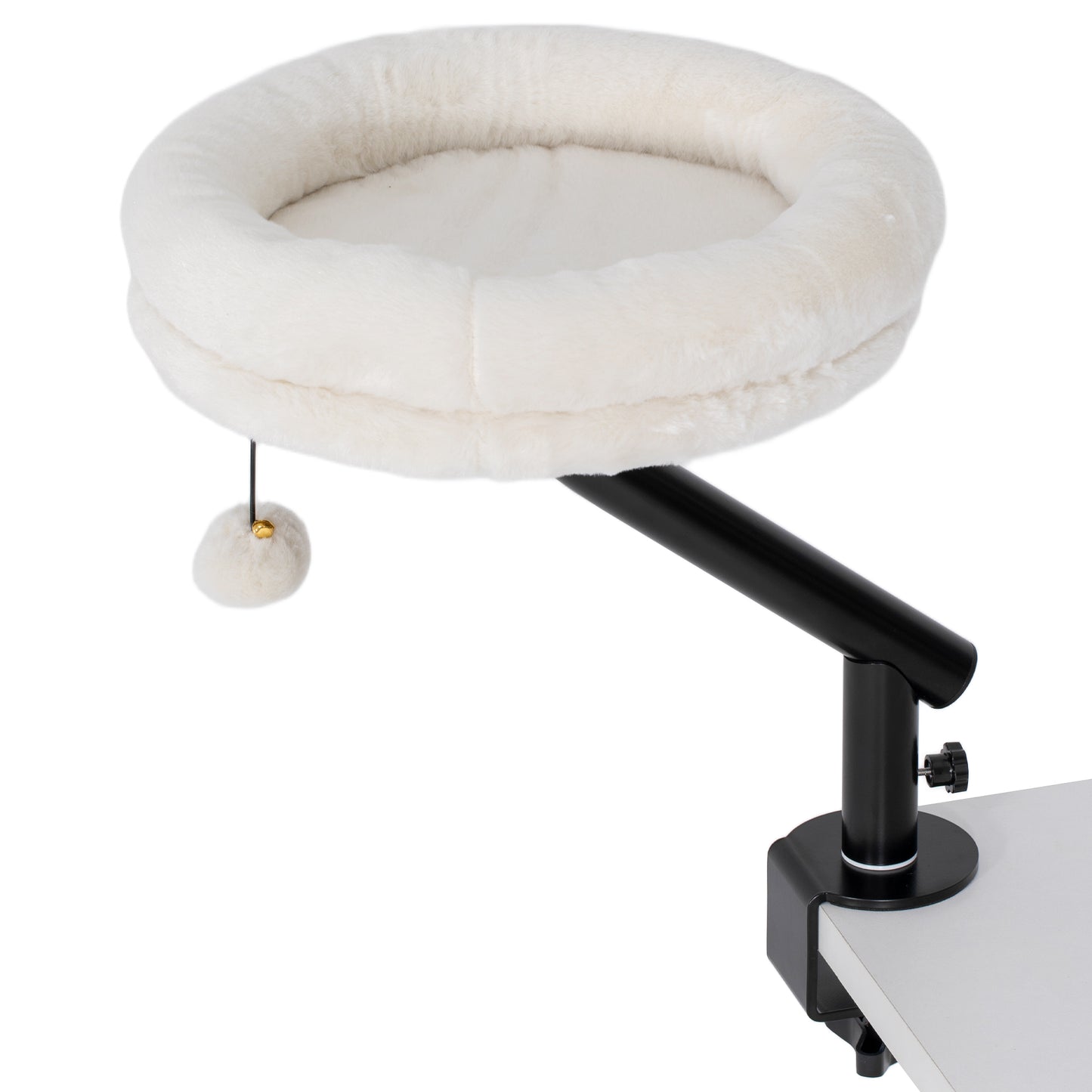 PawHut Cat Desk Bed, Cat Hammock 360Â° Rotatable Adjustable for Window, Table, Work, Cream White