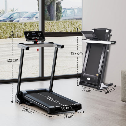 HOMCOM Motorised Folding Treadmill with 500W & LED Screen for Home, Black